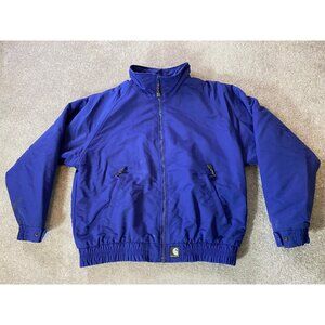 Carhartt Blue Insulated Jacket Zip Closure & Pockets Fleece XL